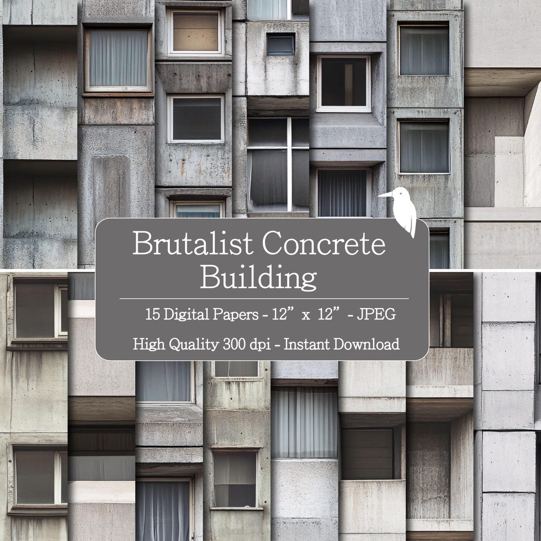 Brutalist Concrete Building Texture Digital Papers Set for Instant ...