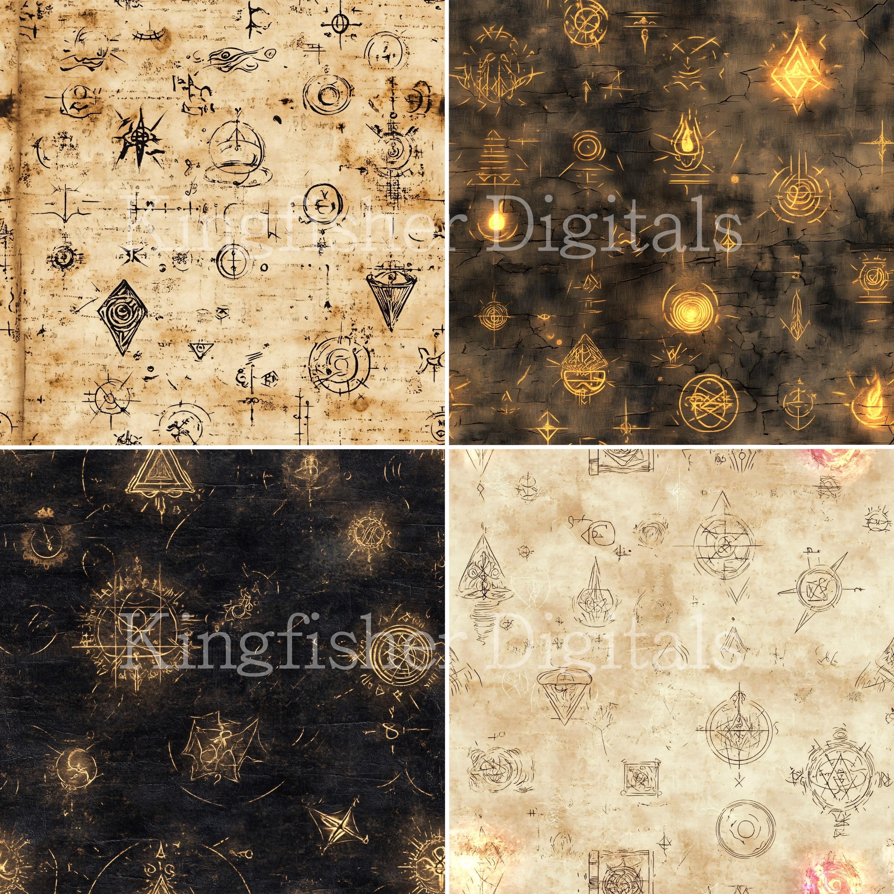 Magical Arcane Symbols Texture Digital Papers Set for Instant Download ...