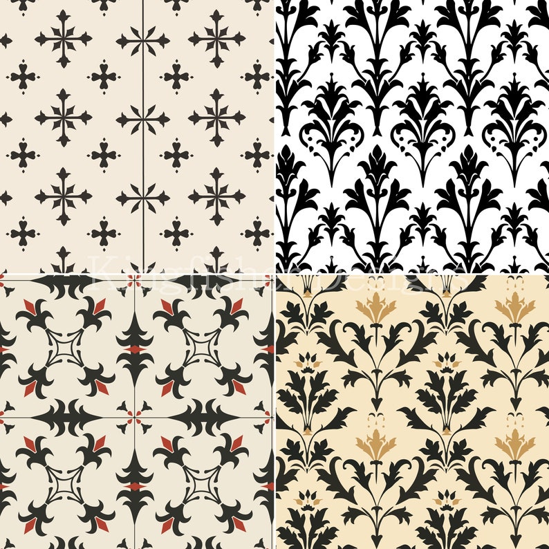 Simple Renaissance Design Patterns Renaissance Style Patterns Designs Pattern Paper for Instant Download ...