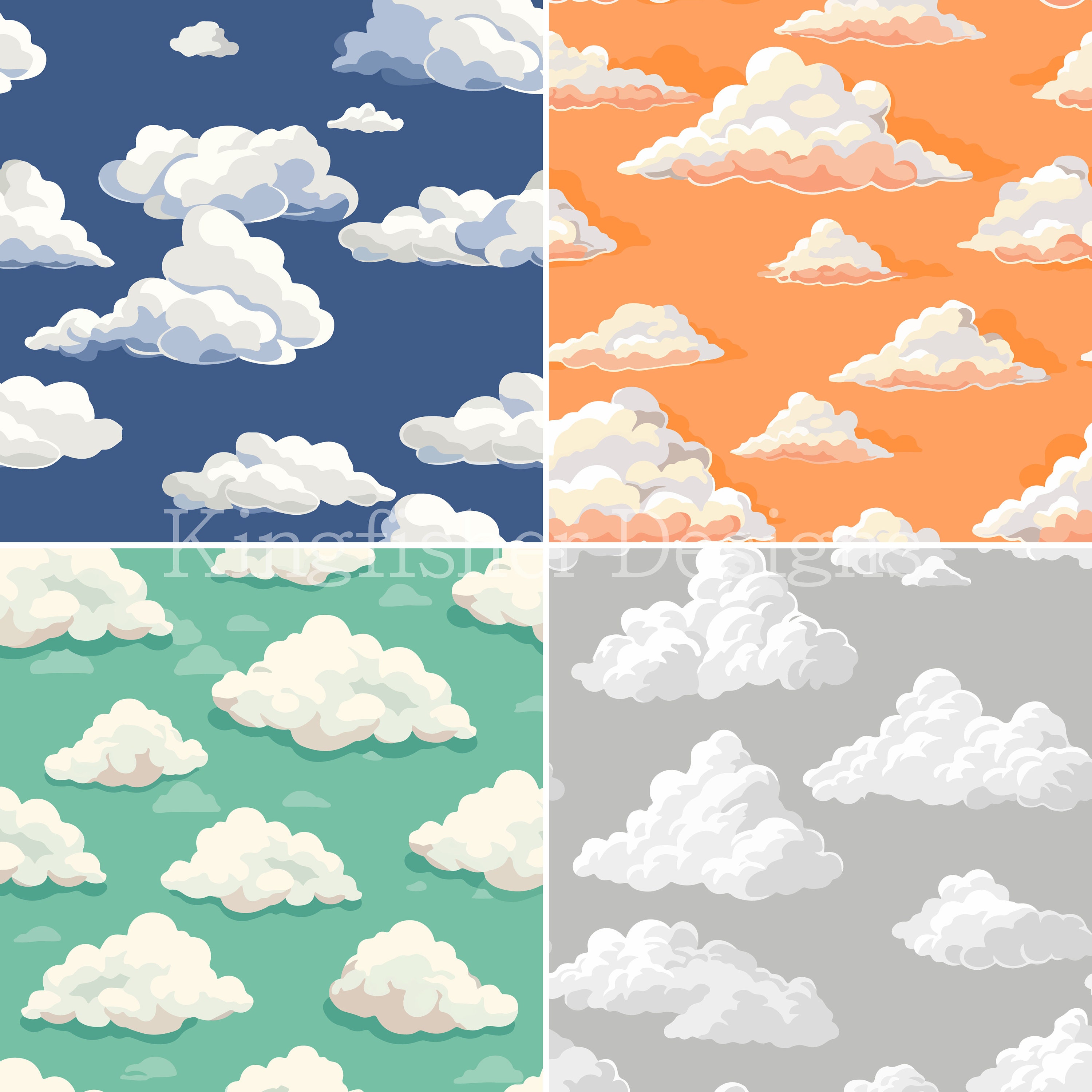 Cloud Illustration Style Patterns Designs Pattern Paper for Instant ...