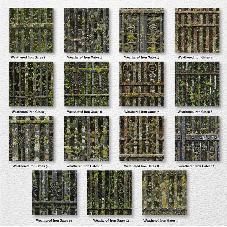 Weathered Iron Gates Textures Digital Papers Set for Instant Download ...