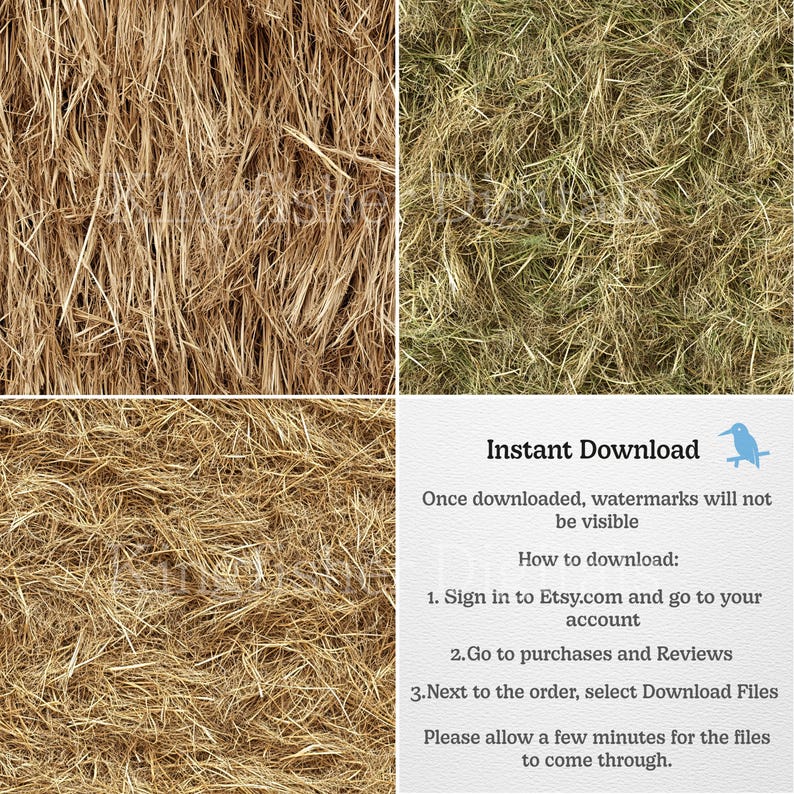 Hay Pattern Paper Hay Designs Textures Digital Papers Set for Instant Download, Digital ...