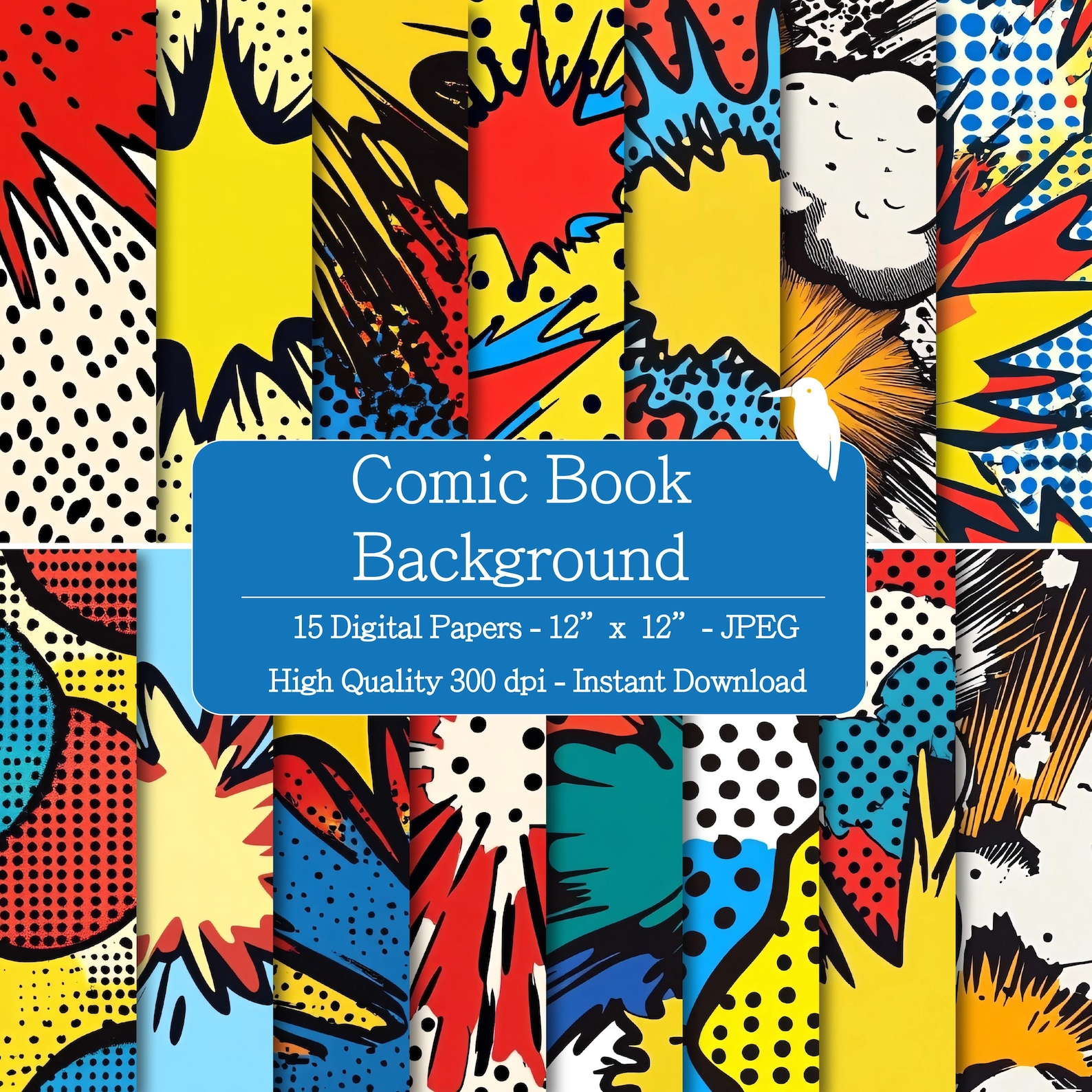 Comic Panel Patterns Comic Book Background Texture Digital Papers Set for Instant Download ...
