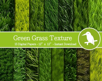 Green Grass Texture Digital Papers, Scrapbooking (Digital Download)