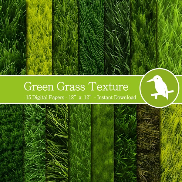 15 Seamless Green Grass Textures Digital Papers Set for Instant Download, Digital Patterns, Scrapbooking & crafting, printable patterns