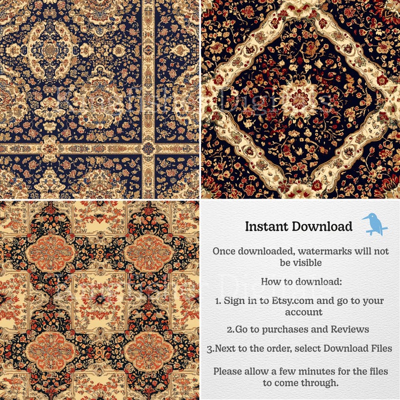 Persian Rug Pc Format Persian Rug Texture Digital Papers Set for Instant Download, Digital ...