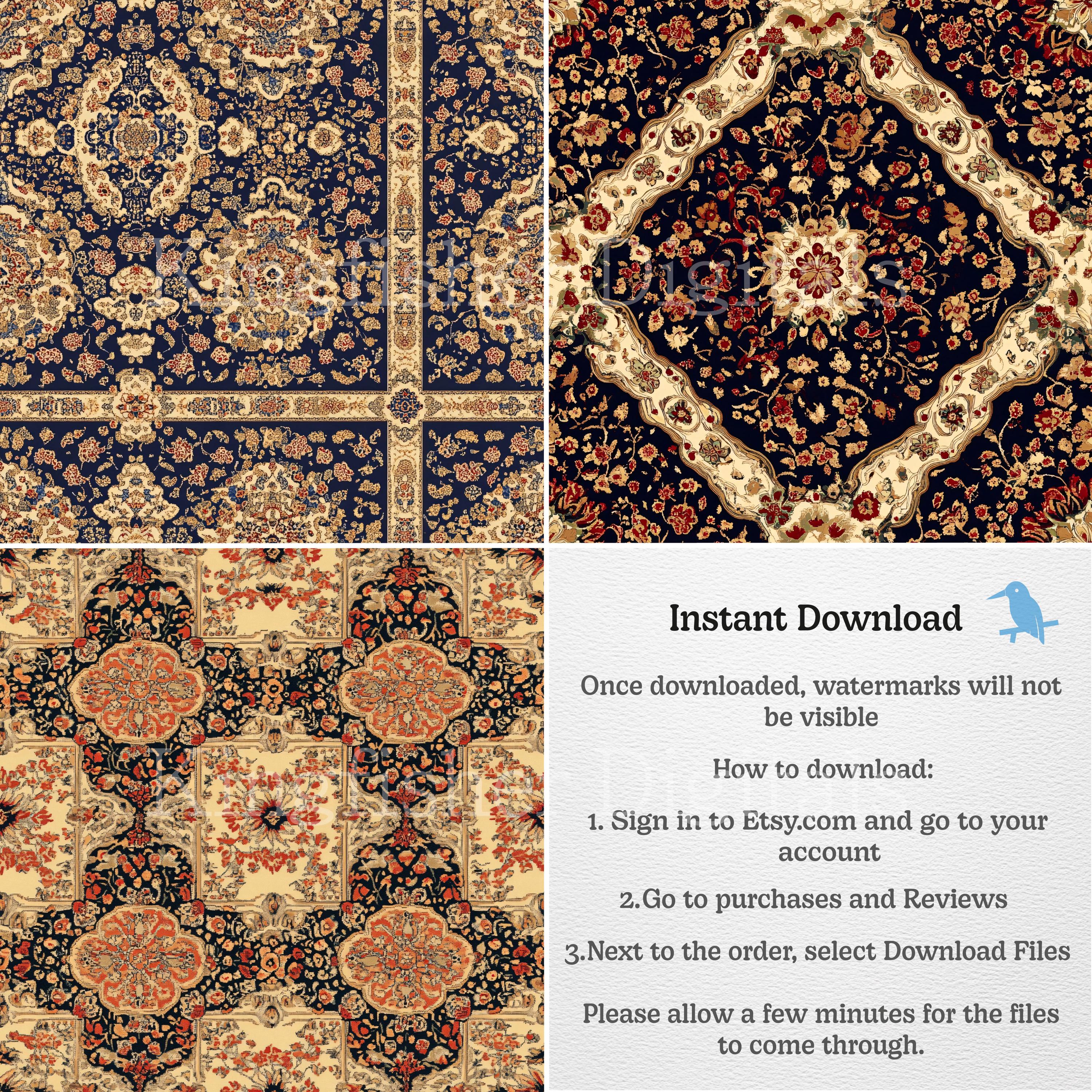 Persian Rug Texture Digital Papers Set for Instant Download, Digital ...