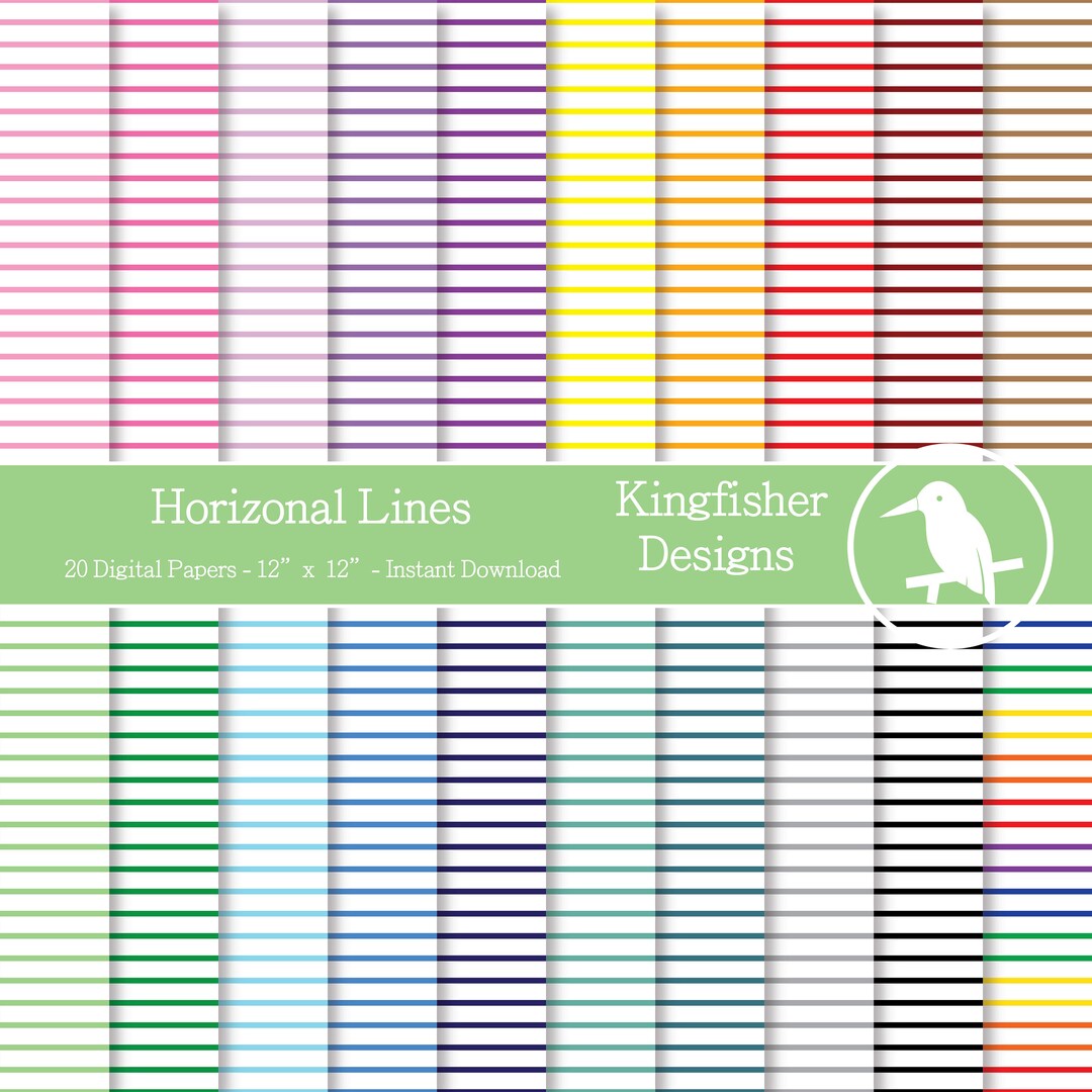 Thin Horizontal Line Digital Paper – Scrapbook Printable (12x12