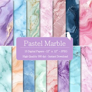 Pastel Marble Textures Digital Papers Set for Instant Download, Digital Patterns, Scrapbooking & crafting, printable patterns