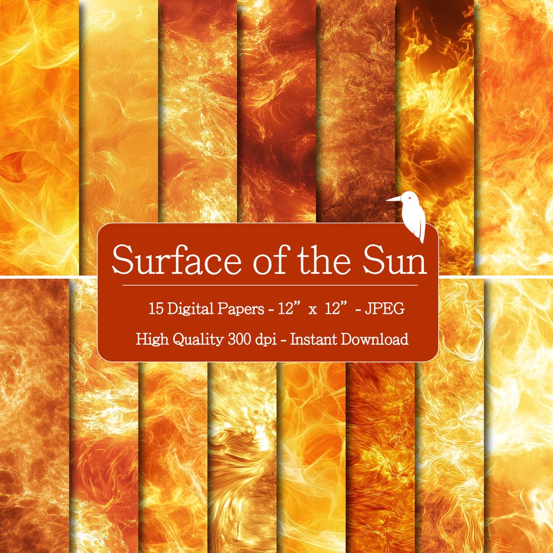 Surface of the Sun Textures Digital Papers Set for Instant Download ...