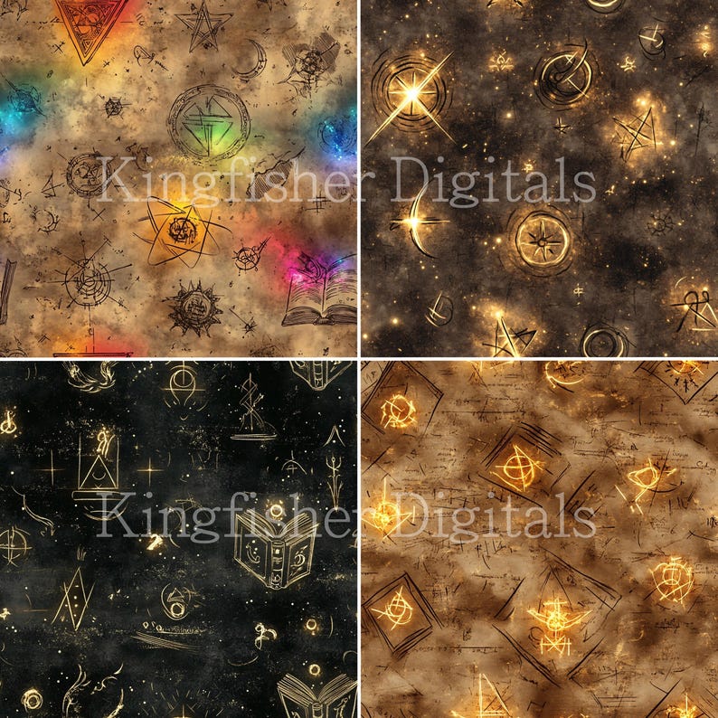 Magical Arcane Symbols Texture Digital Papers Set for Instant Download ...
