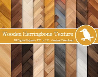 Wooden Herringbone Texture Digital Paper Set (Digital Download)