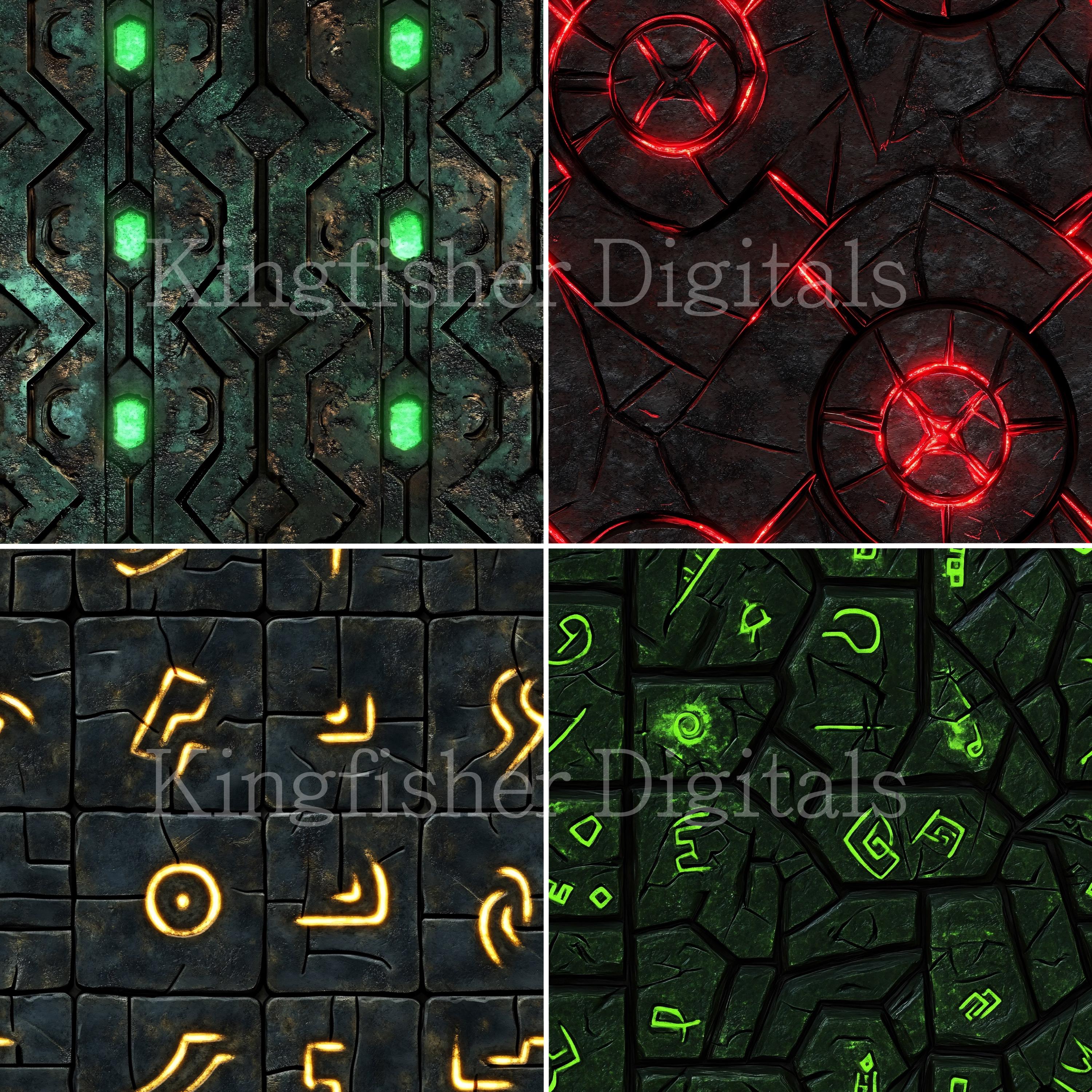 Magic Runes Paper Magical Runes Metal Texture Digital Papers Set for Instant Download ...