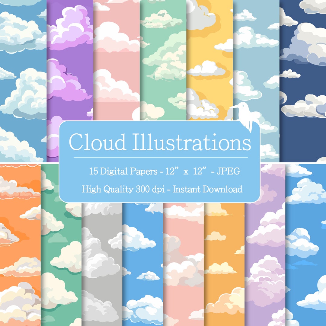 Cloud Illustration Style Patterns Designs Pattern Paper for Instant ...