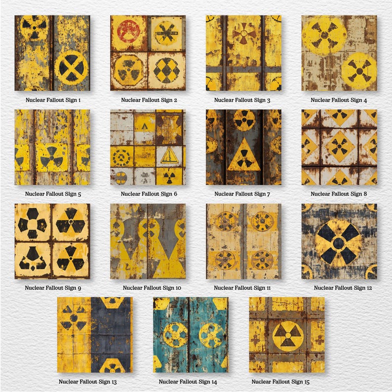 Nuclear Fallout Sign Texture Digital Papers Set for Instant Download ...