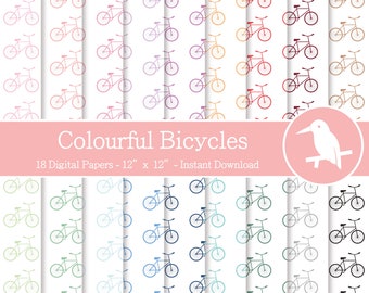 Fahrräder Muster Digitale Papiere - Scrapbooking Papier Set (digitaler Download)
