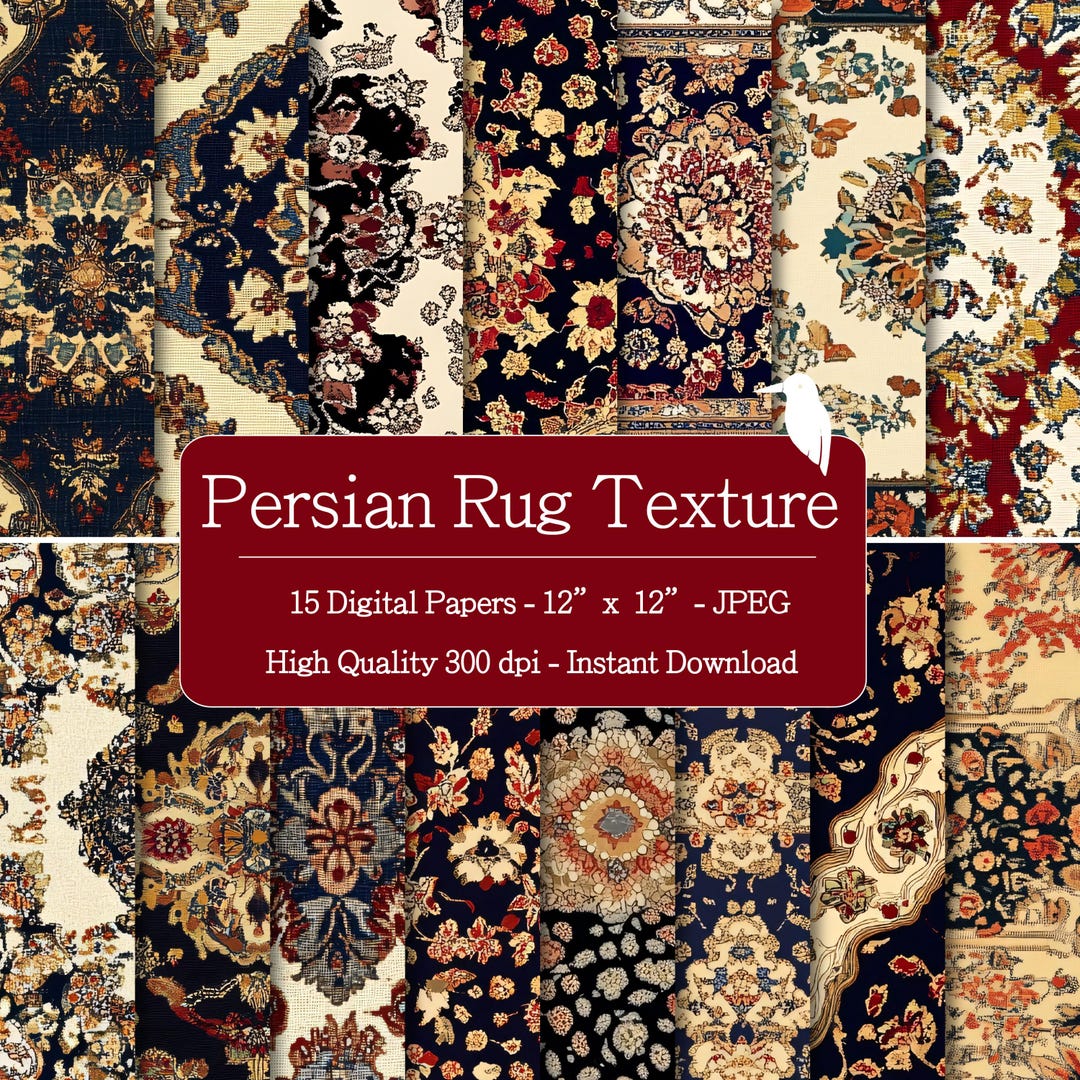 Persian Rug Texture Digital Papers Set for Instant Download, Digital ...