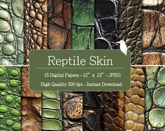 Reptile Skin Texture Digital Papers Set for Instant Download, Digital Patterns, Scrapbooking & crafting, printable patterns