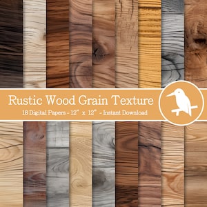 Conjunto de 18 papeles digitales con texturas de madera rústica para descarga instantánea, patrones digitales, scrapbooking y manualidades, patrones imprimibles