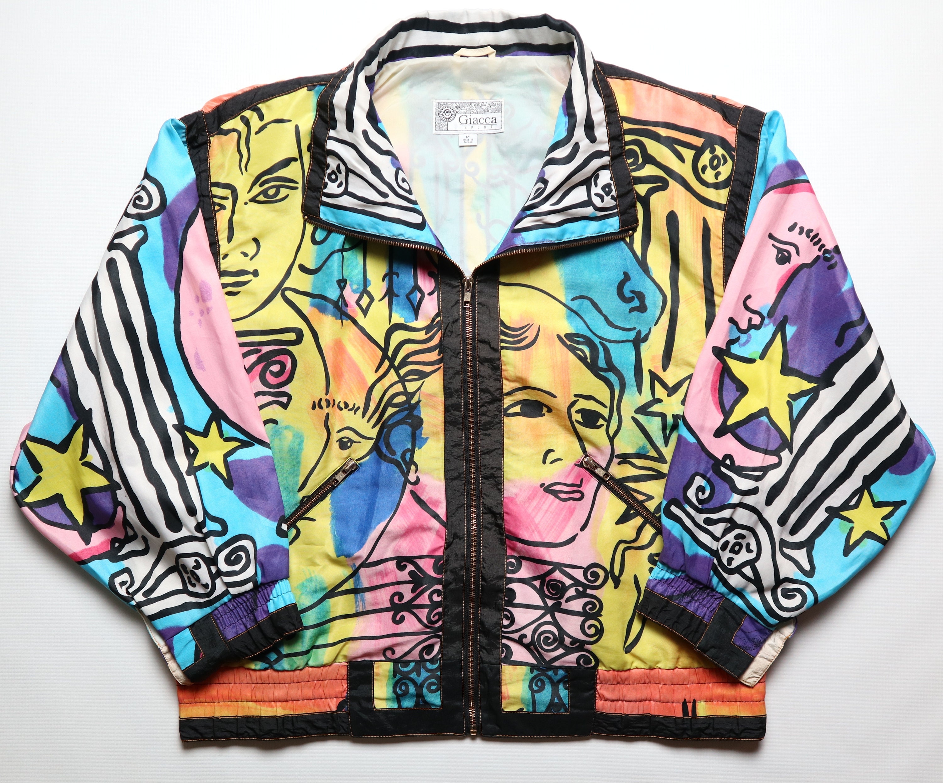 Giacca Sport 80s 90s Vintage Jacket Windbreaker All Over Print