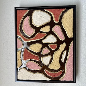 Abstracte kunst hars: roze, roest, goud en crème (11 x 14 inch)