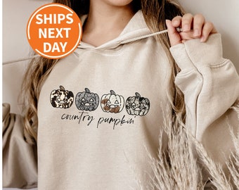 Sudadera con capucha de calabaza, sudadera con capucha de calabaza campestre, sudadera con capucha de Acción de Gracias, sudadera con capucha de Halloween, sudadera con capucha espeluznante, sudadera con capucha campestre, regalo para ella, sudadera con capucha Ghouls