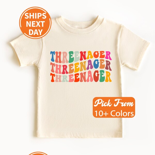 Threenager Toddler Shirt, 3rd Birthday Shirt, Third Birthday Toddler, Tee Boys Shirt, Groovy Shirt, Toddler Shirt, Toddler Gift Tee