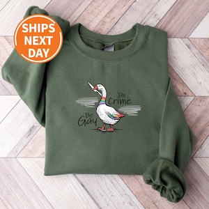 Be Gay Do Crime Sweatshirt, Funny Duck Goose Sweater, Duck Sweatshirt, LGBTQ Sweater, Querness Is Future, Gay Pride Sweat, Pride Month Sweat