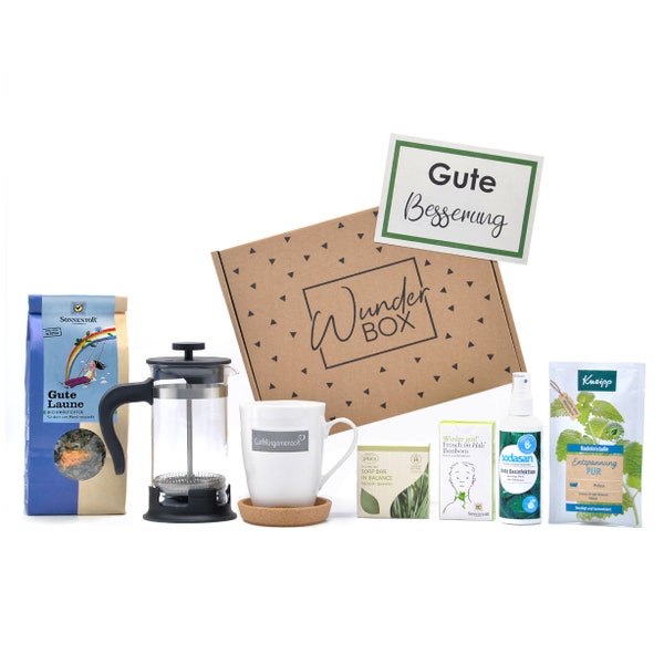 Gute Besserung Geschenk Geschenkset Box mit Lose Tee & Lieblingsmensch Tasse