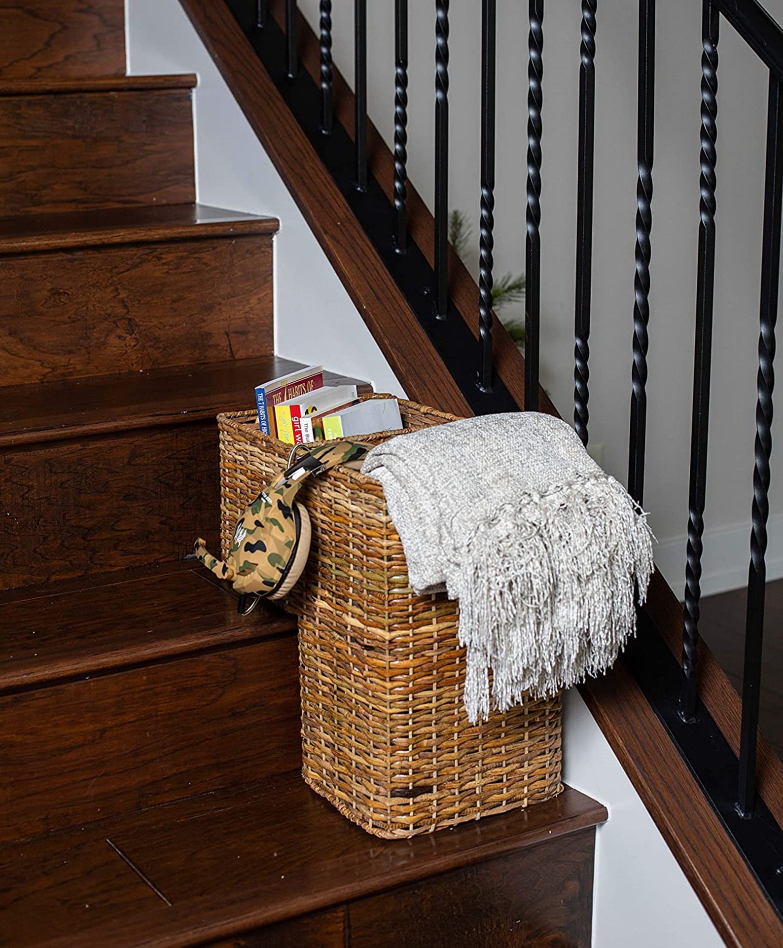Stair Basket for Staircases Wicker Woven Storage Bin for Etsy