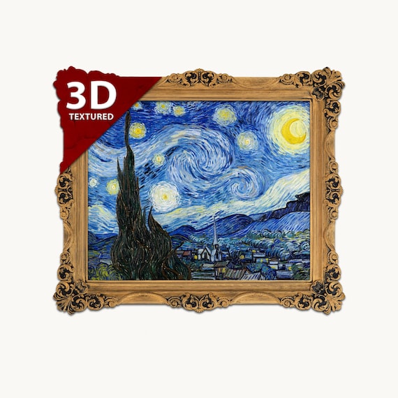 3D Printed Van Gogh Starry Night: Textured Brushstroke Art - Etsy 日本