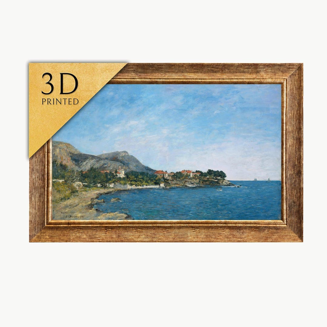 Eugène Boudin Seascape Print: Beaulieu Bay of Fourmis, 3D Textured