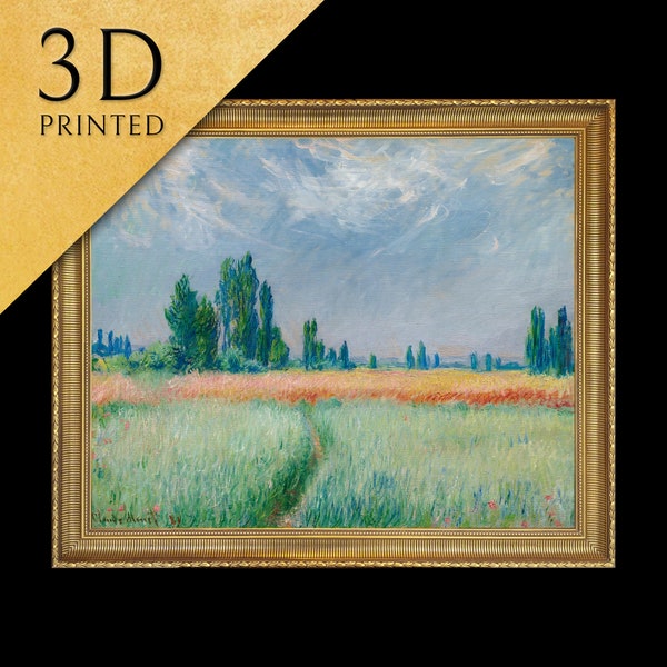 Champ De Blé par Claude Monet, impression 3D avec texture et coups de pinceau, ressemble à une peinture à l'huile originale, code : 550