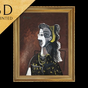 Woman Seated in a Armchair by Pablo Picasso, 3d Printed with texture and brush strokes looks like original oil painting.