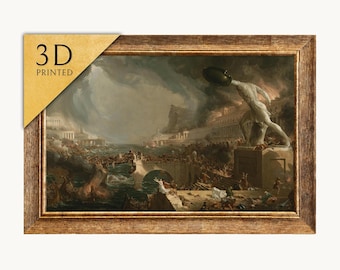 Thomas Cole 'Destruction' 3D Print: Textured Oil Painting Reproduction