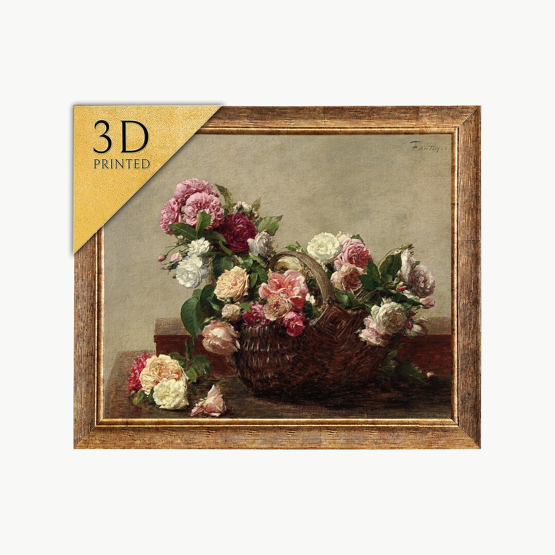 Henri Fantin-latour Rose Print: 3D Textured Floral Still Life - Etsy