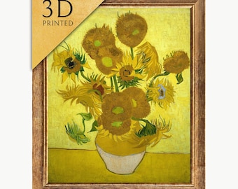 Impresión 3D de los Girasoles de Van Gogh: Reproducción artística con pinceladas texturizadas