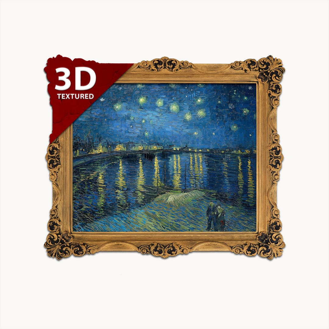 Van Gogh Starry Night Over the Rhone 3D Textured Print - Etsy 日本
