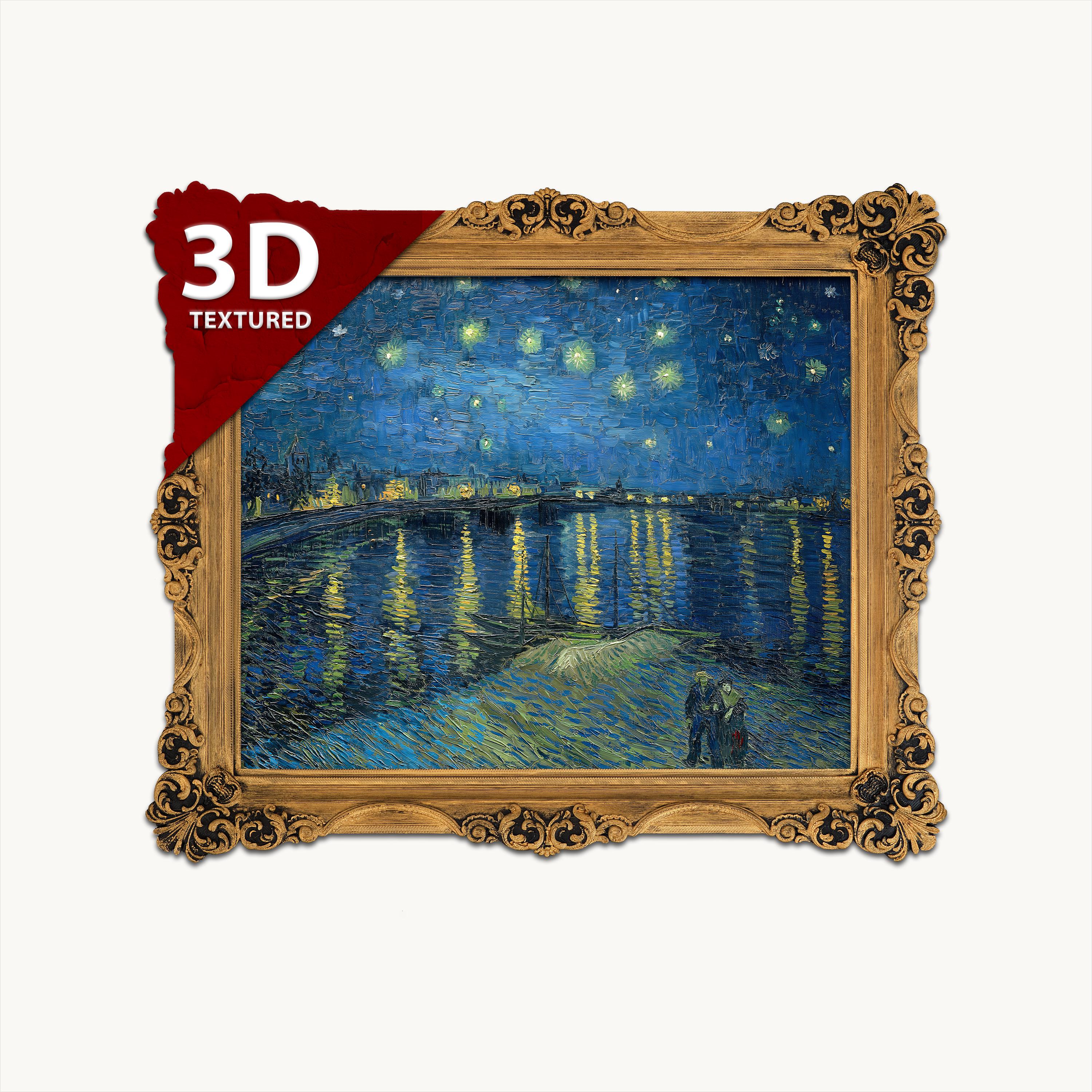 Van Gogh Starry Night Over the Rhone 3D Textured Print - Etsy 日本