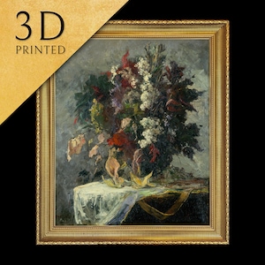 Ohne Titel (Blumenstillleben) von Edward Mitchell Bannister, 3D Gedruckt mit Textur und Pinselstrichen sieht aus wie Original-Ölgemälde.