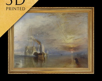 The Fighting Temeraire by J. M. W. Turner, 3d Printed with texture and brush strokes looks like original oil painting
