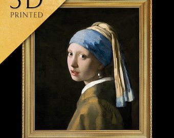 Girl with a Pearl Earring by Johannes Vermeer, 3d Printed with texture and brush strokes looks like original oil painting