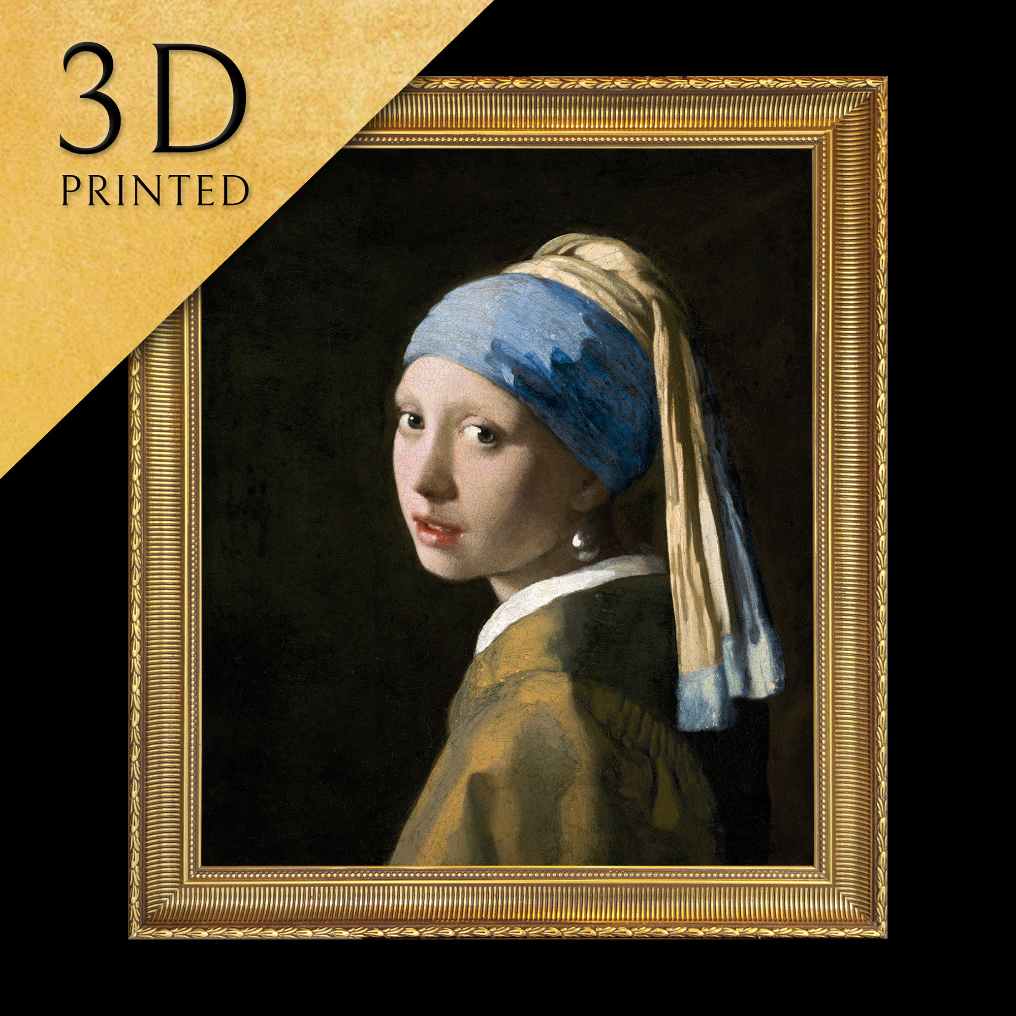 ヨハネス・フェルメールの「真珠の耳飾りの少女」の版画：3Dテクスチャ 