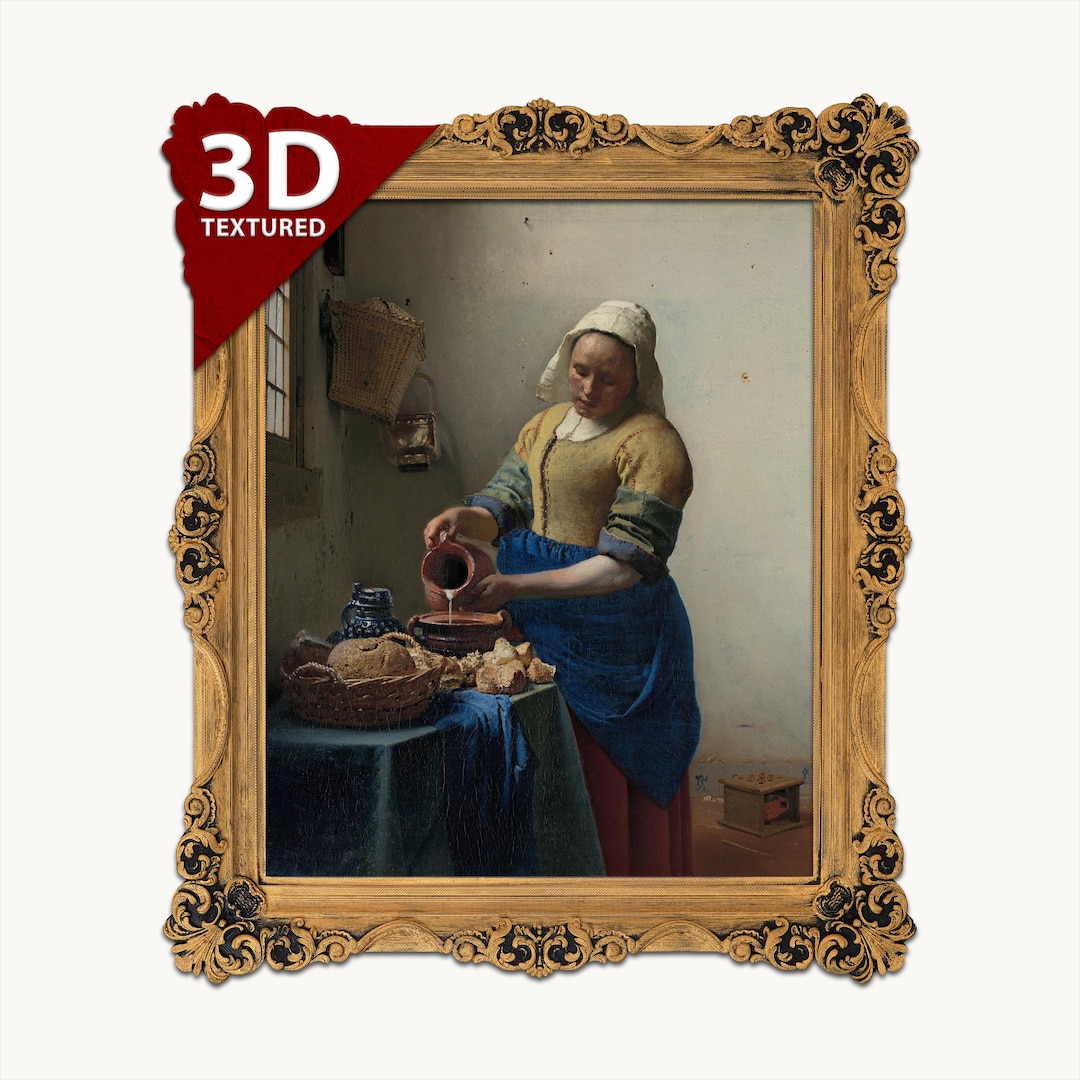 The Milkmaid by Vermeer: 3D Textured Art Print - Etsy 日本