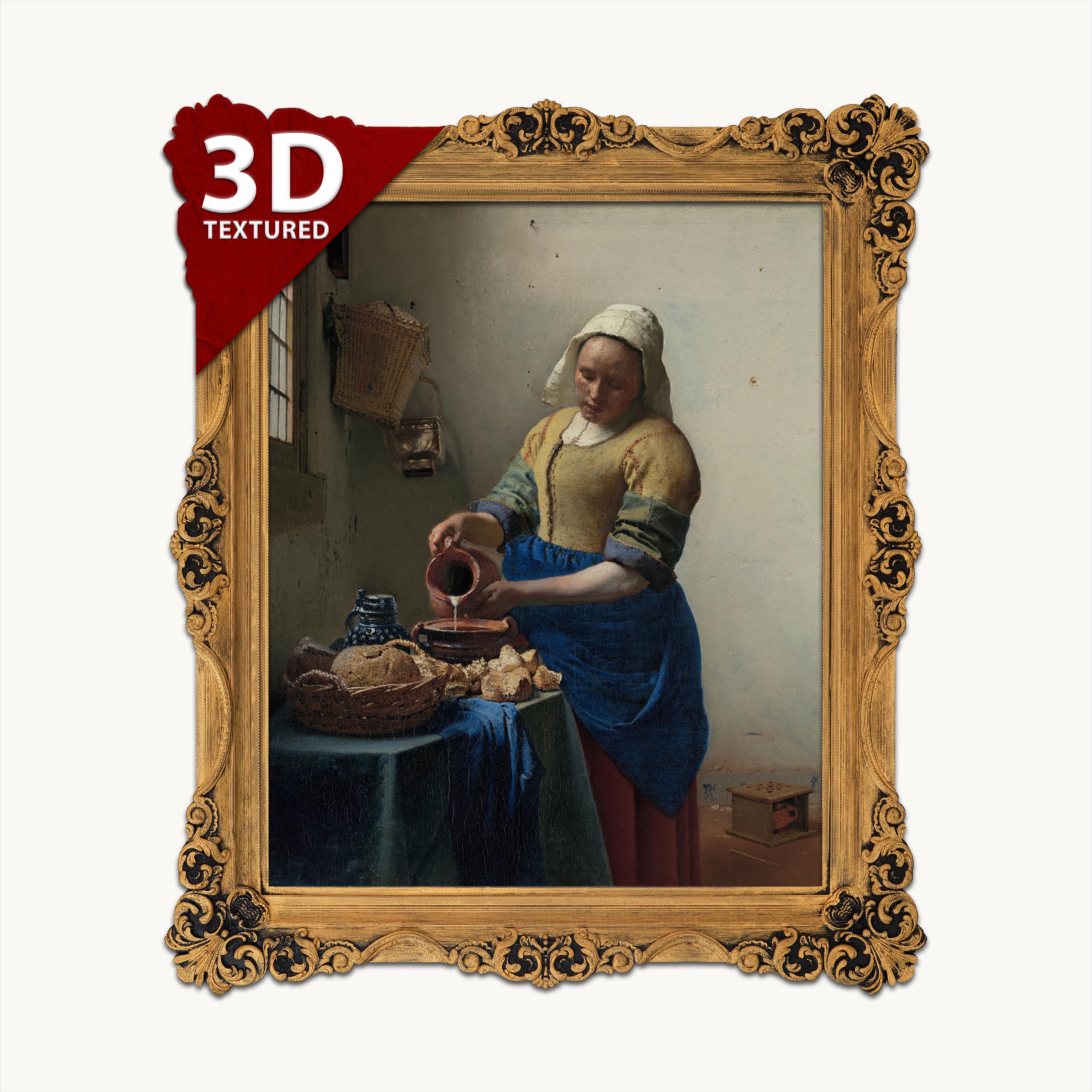The Milkmaid by Vermeer: 3D Textured Art Print - Etsy 日本
