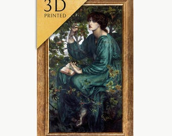 Stampa 3D "The Day Dream" di Rossetti: replica di un dipinto ad olio con texture.