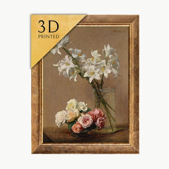 Roses and Lilies by Henri Fantin-latour: 3D Textured Floral Art - Etsy
