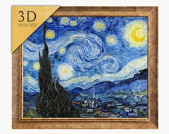 3Dプリントされたゴッホの「星月夜」：質感のある筆致アート - Etsy 日本