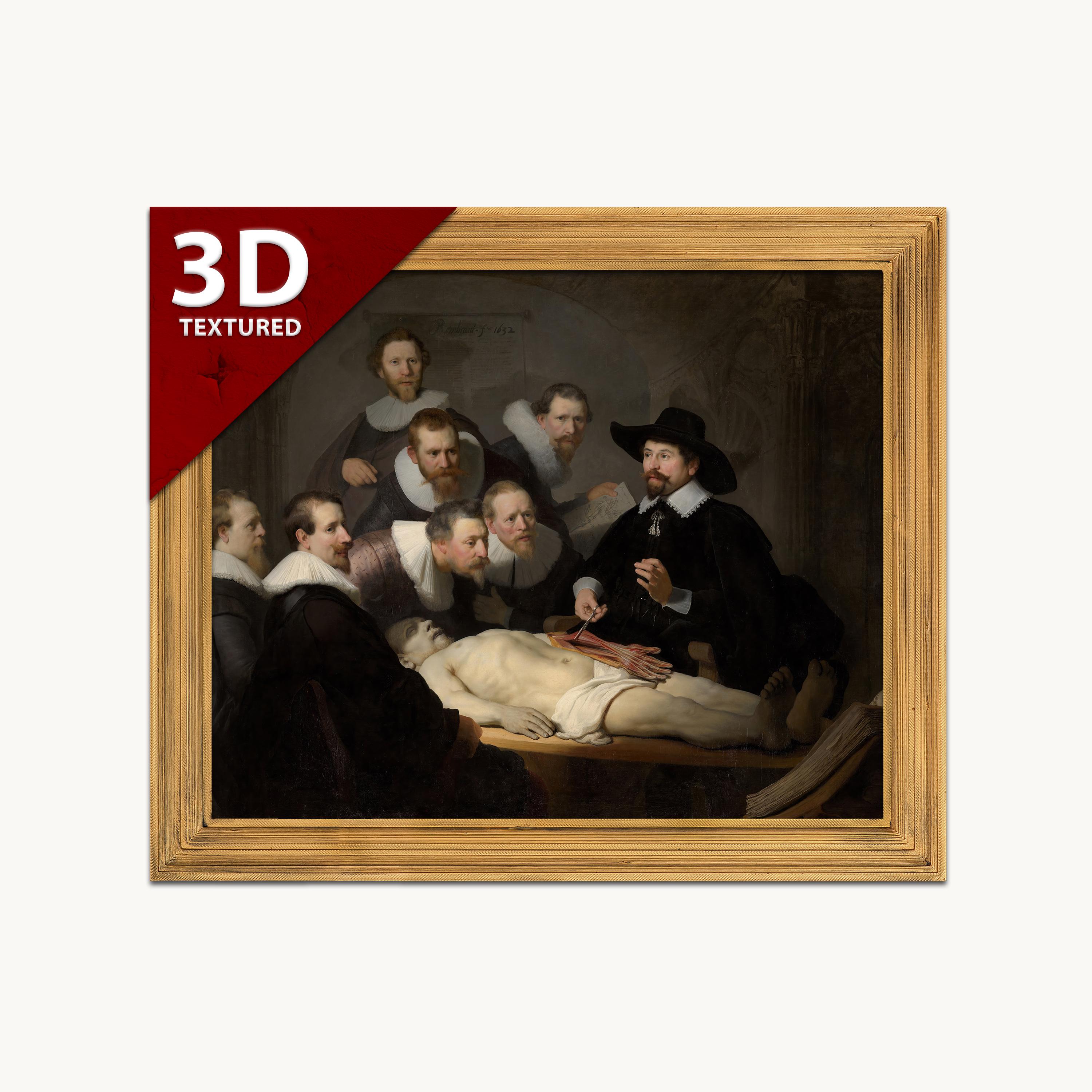 Rembrandt Anatomy Lesson Print: 3D Textured Oil Painting
