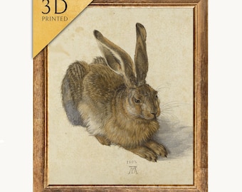 Albrecht Dürer Young Hare 3D Print: Textured Brushstrokes